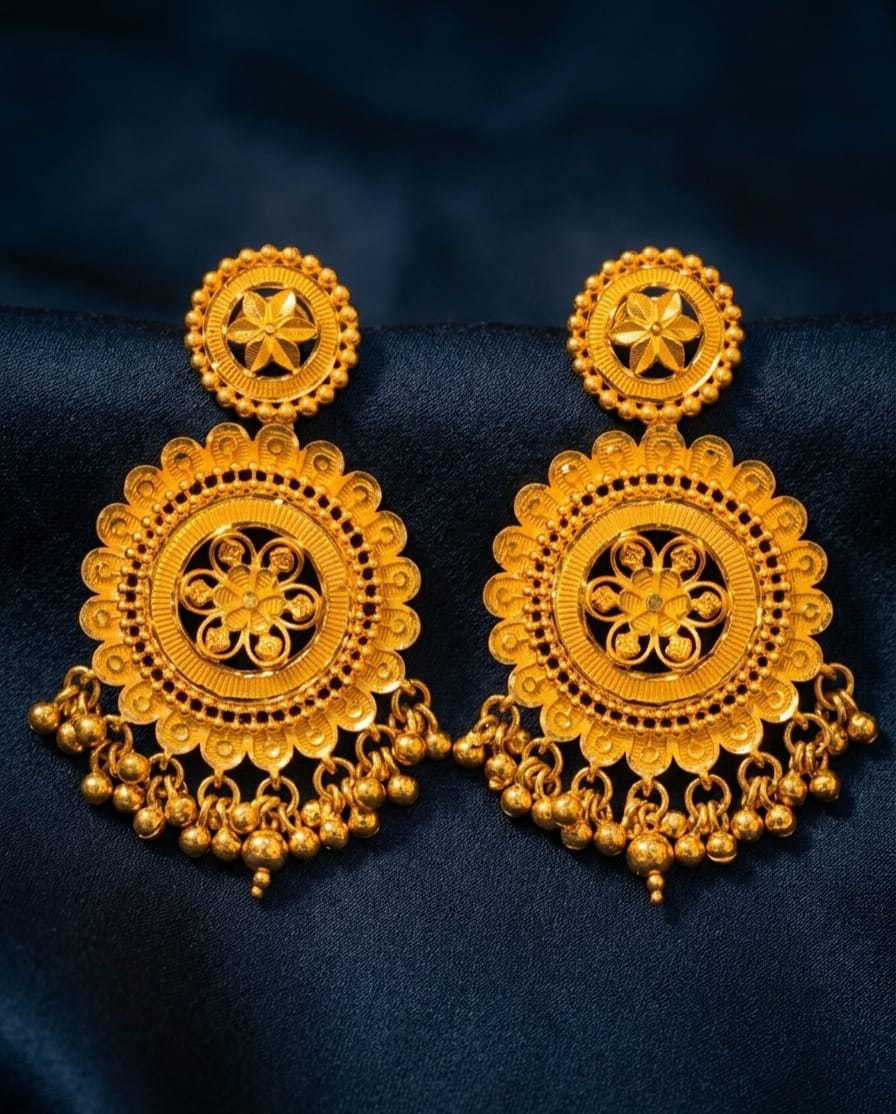 Premium Ethnic Gold Plated Chandelier Ear Ring