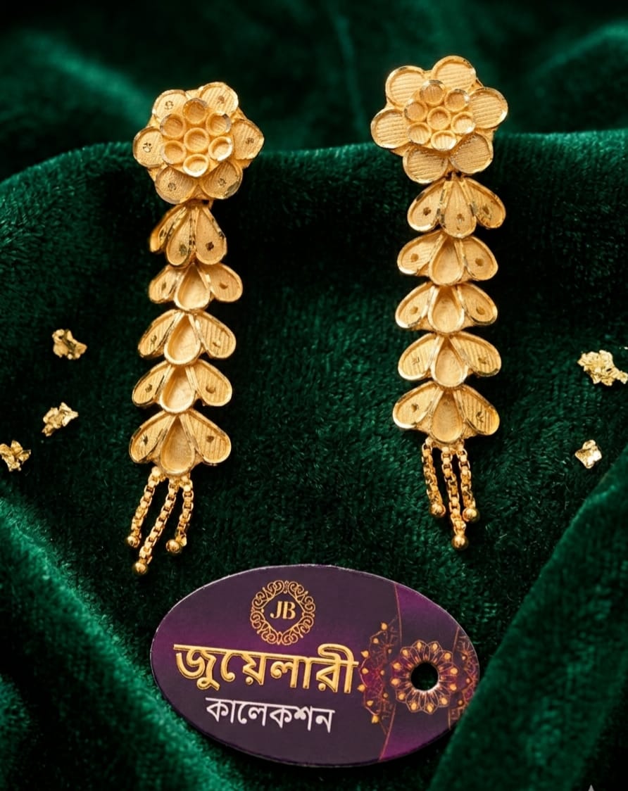 Stunning Bridal Gold Plated Long Ear Ring