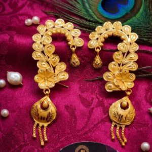 Graceful Traditional Gold Plated Drop Ear Ring
